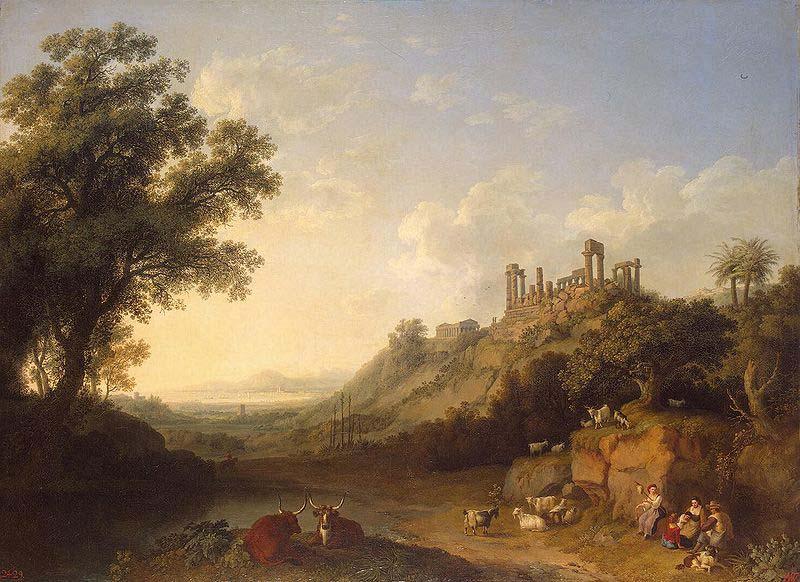 Jacob Philipp Hackert Landschaft mit Tempelruinen auf Sizilien oil painting picture